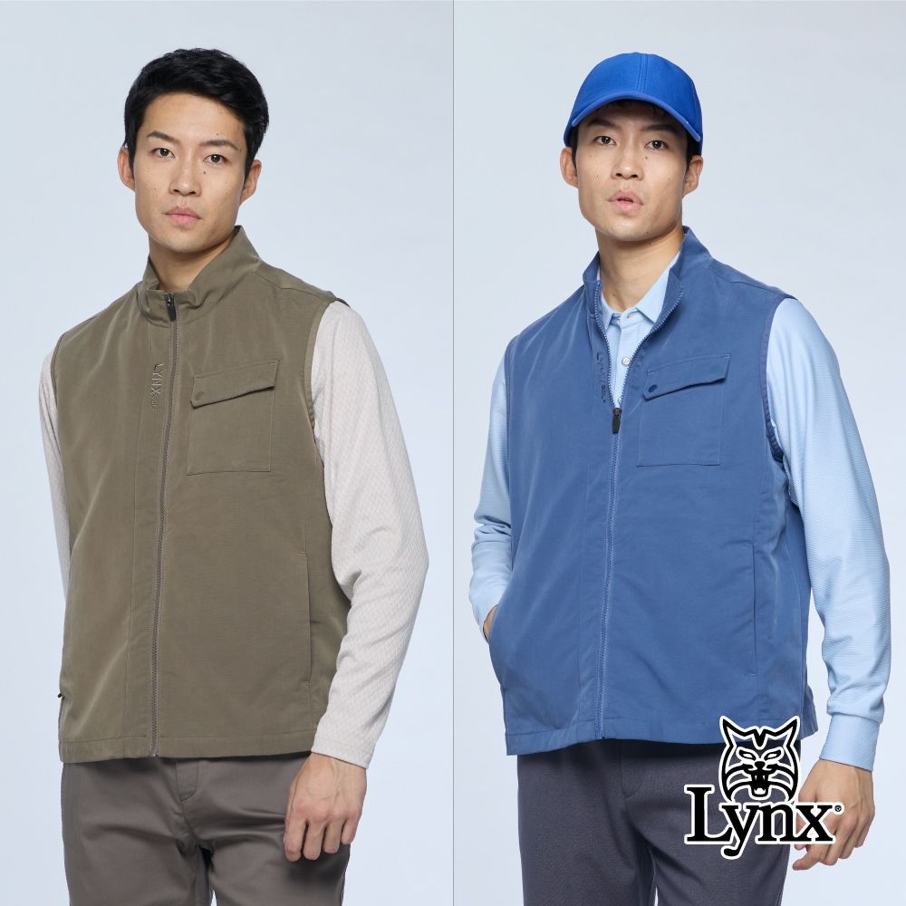 【Lynx Golf】男款日本進口面料嫘縈立領背心/高爾夫球(二色) (橄欖綠色)