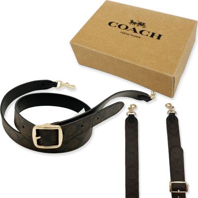 COACH 經典C LOGO斜揹帶/斜背帶附原廠禮盒(深咖)