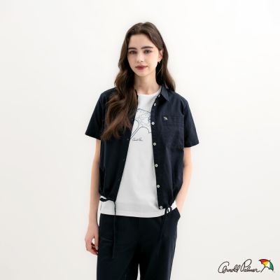 Arnold Palmer -女裝-棉麻短袖襯衫-藏青色