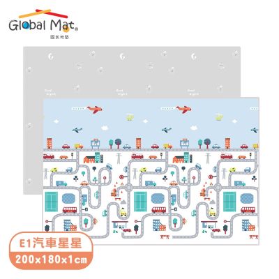 【Global mat】國民地墊 XPE 大尺寸 1cm 輕量摺疊地墊 - 汽車星星 E1 (200 x 180 x 1CM)