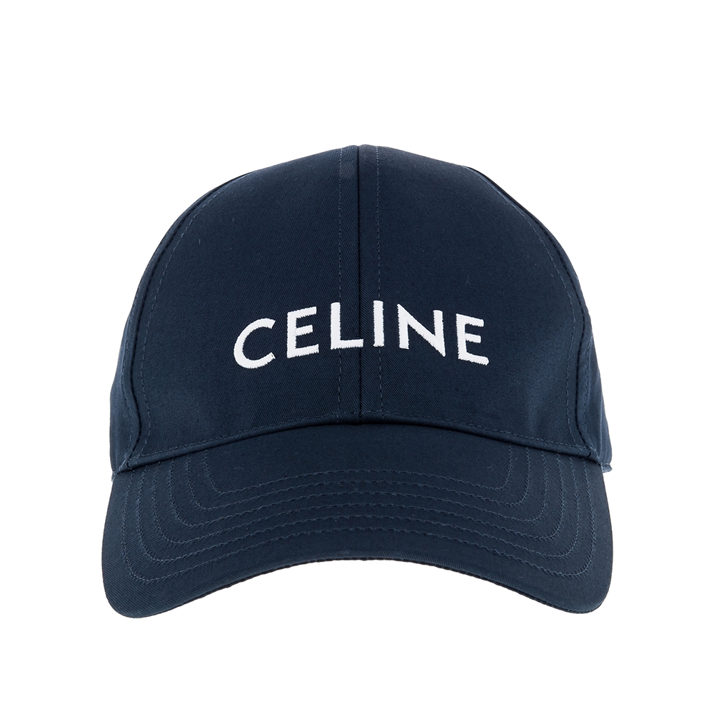 CELINE 新款LOGO棉質刺繡字母棒球帽 (海藍色)