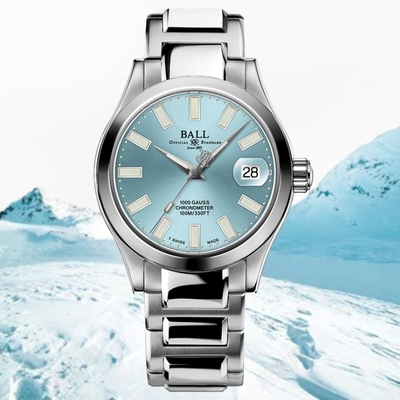 BALL 波爾 B2 Engineer III 經典色自體發光微型氣燈機械錶-冰藍36mm(NL9616C-S1C-IBE)