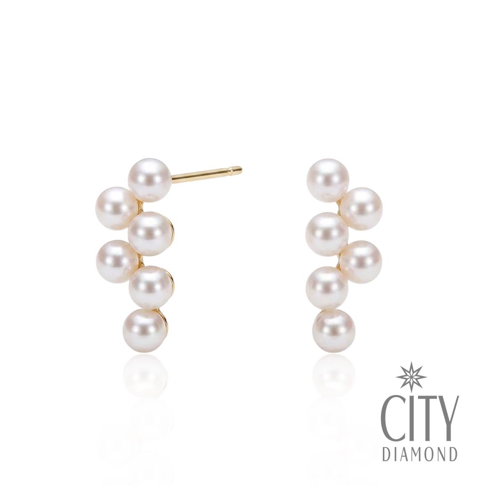 【City Diamond 引雅】網路獨家 日本AKOYA珍珠 3mm 925純銀 造型 耳環 (東京Yuki系列)