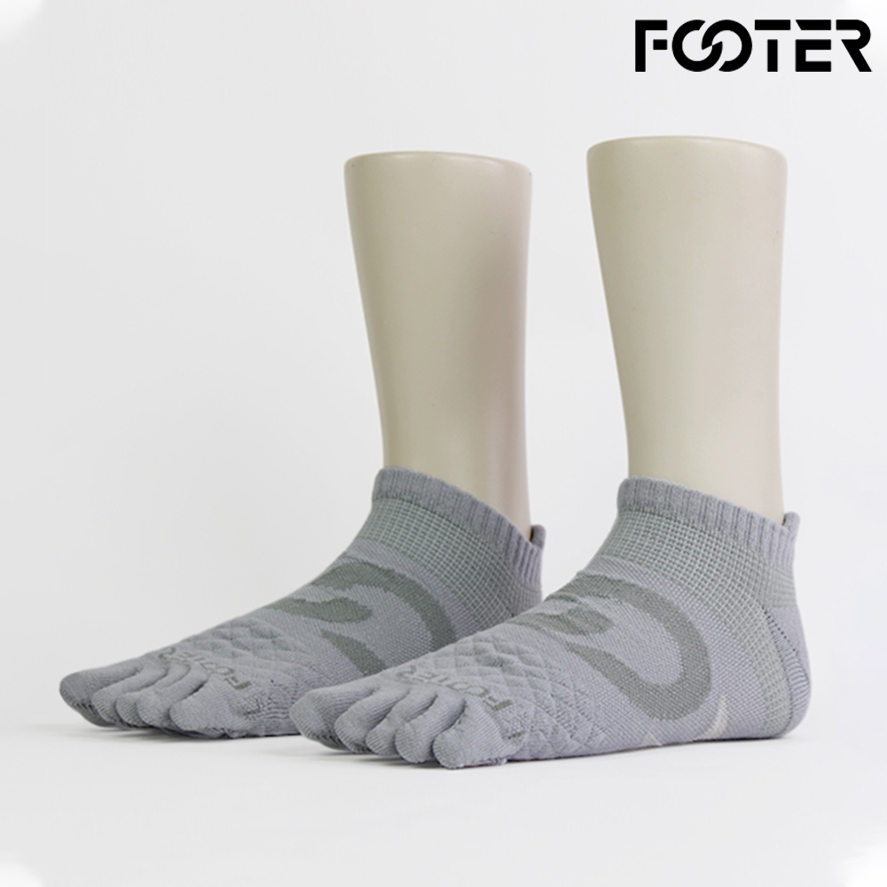 【FOOTER除臭襪】環形360度減壓船短五趾襪(F03-灰色)