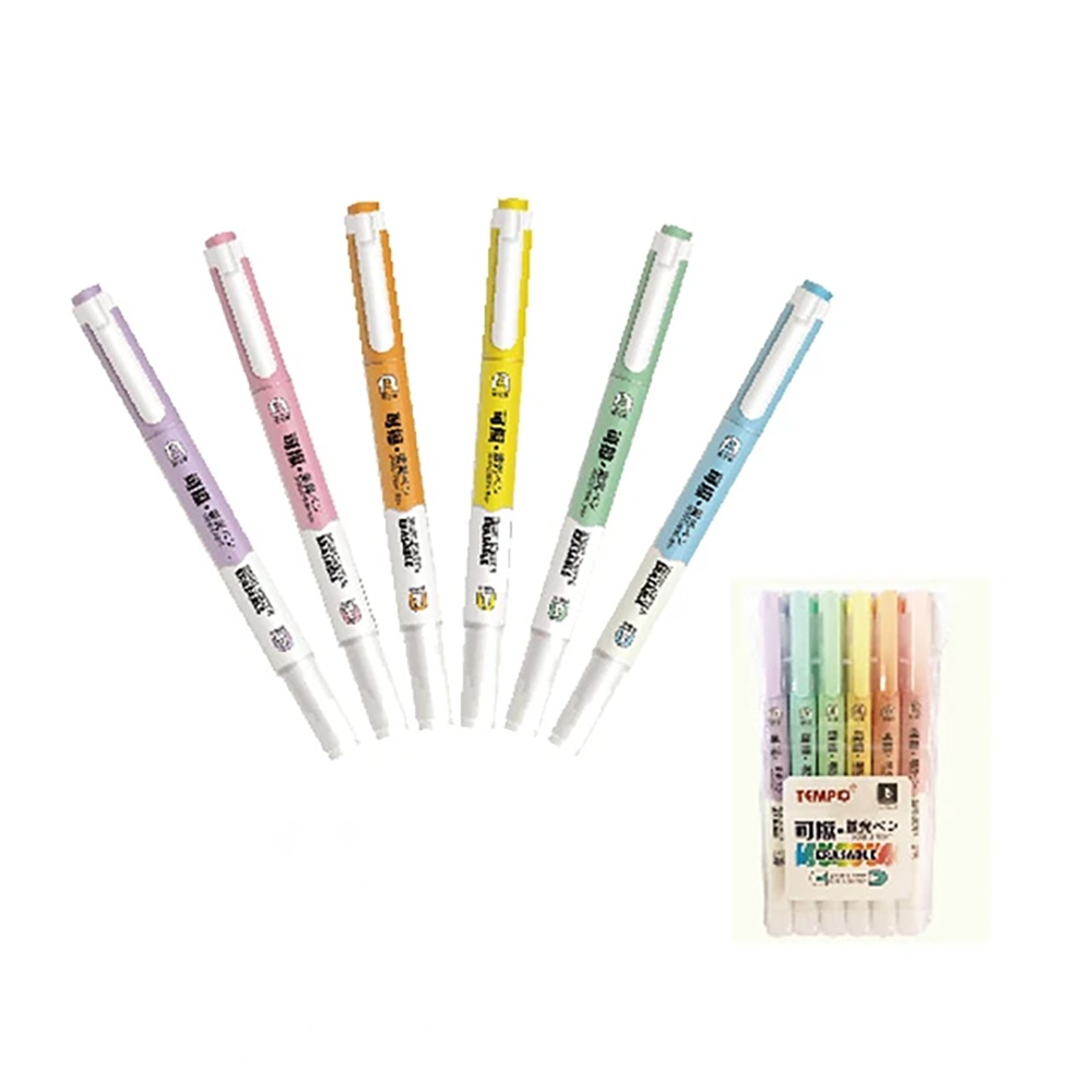 Tempo 節奏】可擦拭螢光筆六色裝/包H-1504-6 | 螢光筆/ 水性筆| Yahoo購物中心