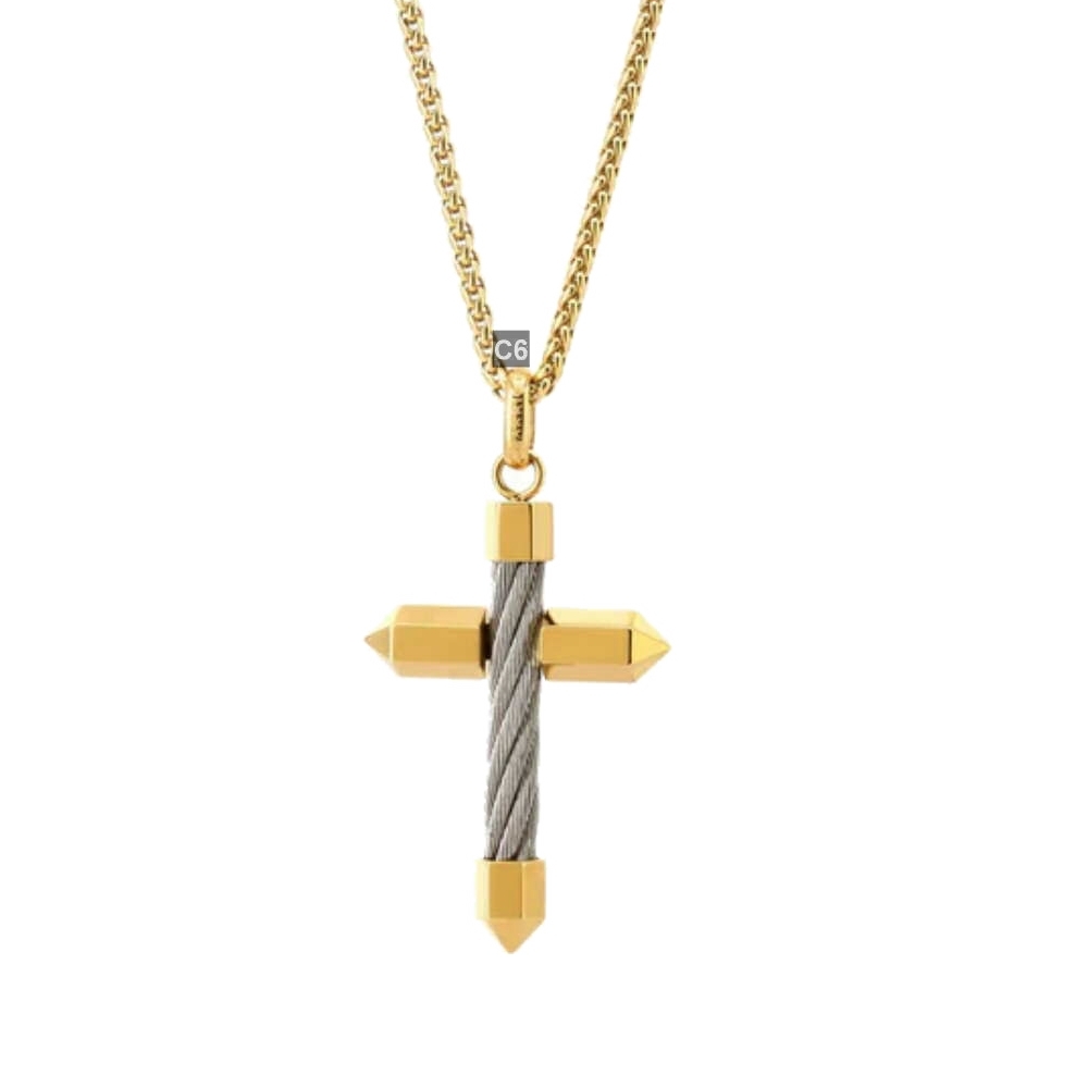 【希少！】Holy Chain～聖なる鎖～ CHARRIOL夏利豪Necklace Celtic Cross 十字架墜飾項鍊-大金款C6(08-104