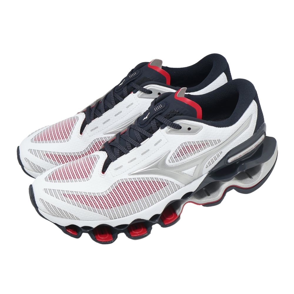 Mizuno 美津濃慢跑鞋Wave Prophecy 15 男鞋白黑彈力緩衝鏤空J1GC2600
