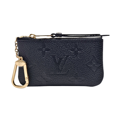LOUIS VUITTON路易威登 LV M80879 經典Monogram壓花圖案粒面牛皮鑰匙零錢包(黑色)
