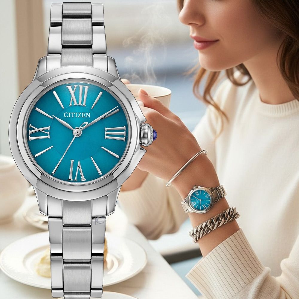 CITIZEN 星辰 L系列 藍調情書 光動能 女錶 手錶-30.3mm藍 EM1161-55L