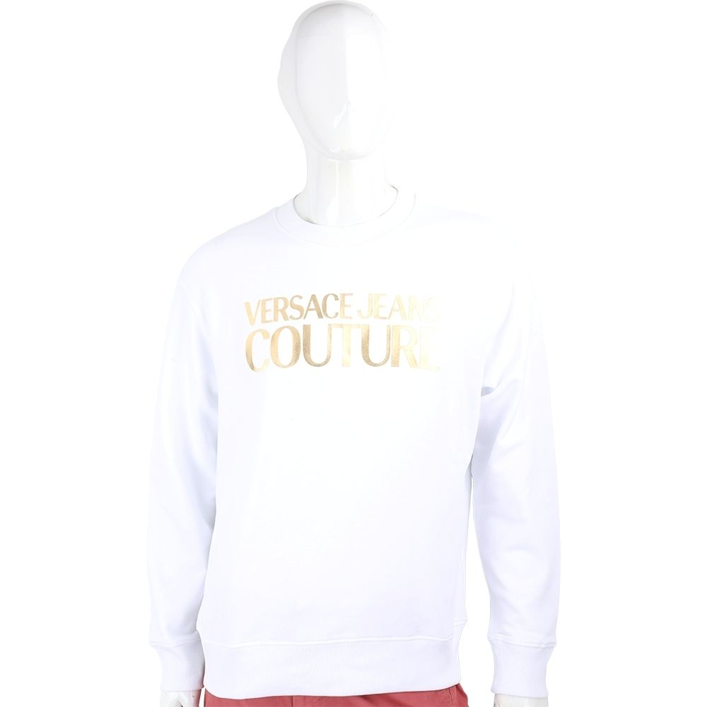 VERSACE 經典字母男款連帽運動衫 大學T-多款可選 (燙金字母大學T-白色)