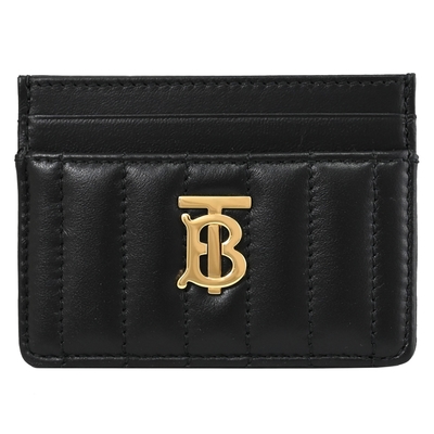 BURBERRY LOLA 格紋車線小羊皮隨身卡夾(黑)