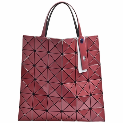 ISSEY MIYAKE 三宅一生BAOBAO炫彩透光雙色幾何方格6X6手提包(珊瑚粉/淺粉色)