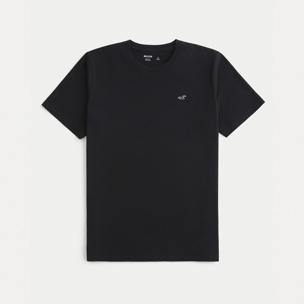 Hollister 海鷗 熱銷圓領海鷗素面短袖T恤-黑色