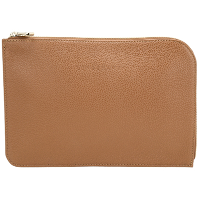LONGCHAMP Le Foulonne 字母荔紋牛皮L型萬用手拿包(棕色)