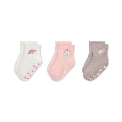 Nike 寶寶襪 Non Slip 小花 嬰兒 襪子 短襪 3雙入 NY2513013NB-001