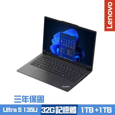 Lenovo聯想 Lenovo 聯想 ThinkPad E14 Gen 6 14吋商務筆電 Ultra 5 135U/16G+16G/1TB+1TB SSD/Win11Pro/三年保/特仕版