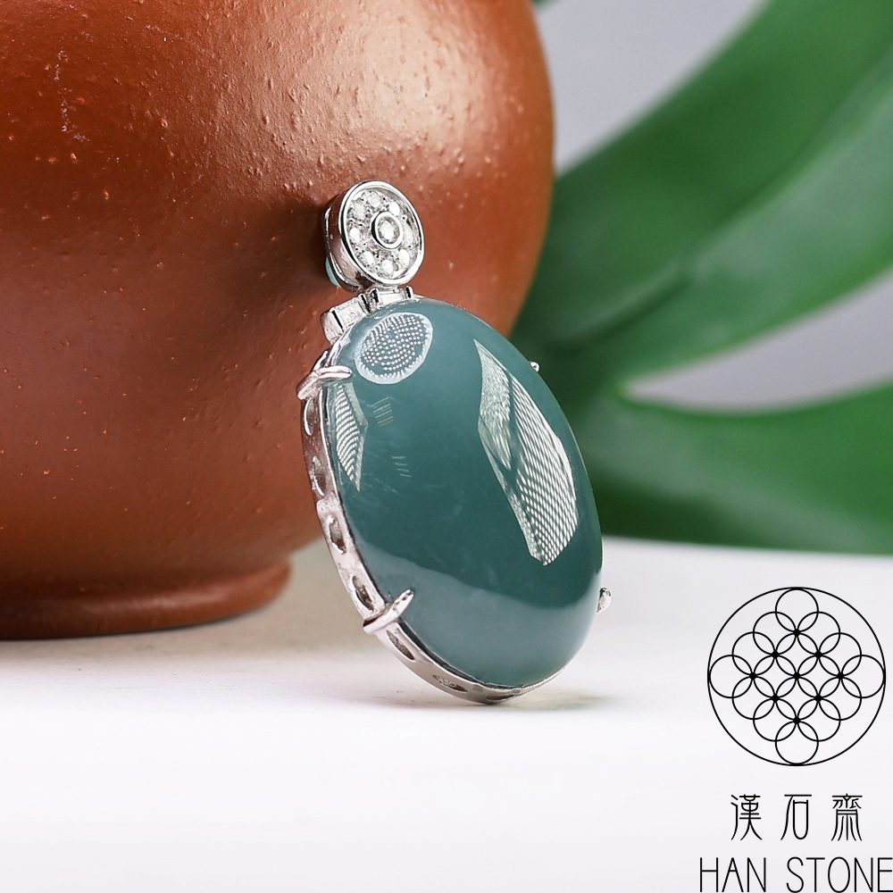 漢石齋】天然翡翠A貨鑲嵌大蛋面吊墜冰種藍水(20*26mm) | 漢石齋| Yahoo