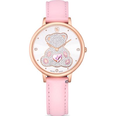 SWAROVSKI 施華洛世奇 Teddy 純真童趣石英腕錶-35mm粉 5739838
