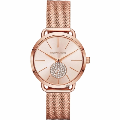 Michael Kors PORTIA 紐約米蘭式女錶 寵媽有禮 送禮首選-玫塊金/37mm MK3845
