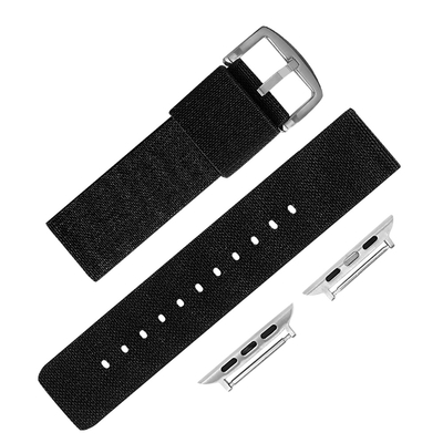 Apple Watch / 蘋果手錶替用錶帶 蘋果錶帶 休閒尼龍帆布錶帶 黑色
