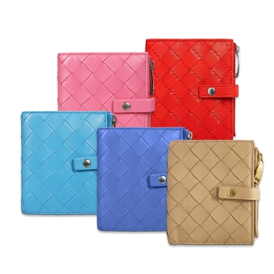 BOTTEGA VENETA 寶緹嘉 600270 經典編織扣式拉鍊零錢中短夾