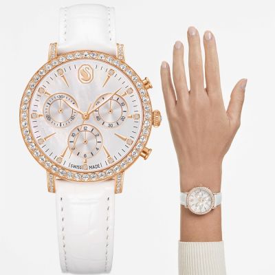 SWAROVSKI 施華洛世奇 Dextera Octagon 珍珠貝水晶三眼計時女錶 夏日煥新提案 送禮推薦-36mm 5754536