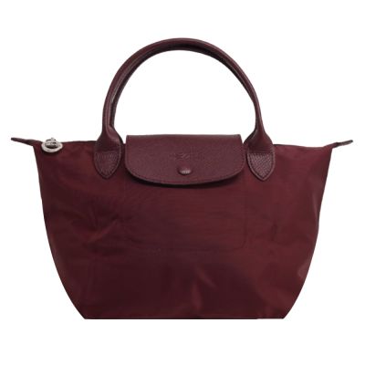 LONGCHAMP LE PLIAGE ONE系列短把尼龍單色摺疊水餃包(小/酒紅)