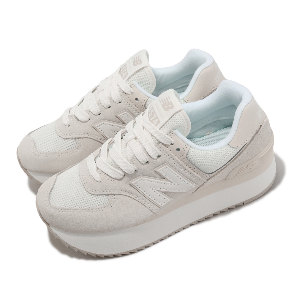 New Balance 休閒鞋574+ 女鞋米白厚底增高麂皮經典NB 紐巴倫WL574ZSO-B