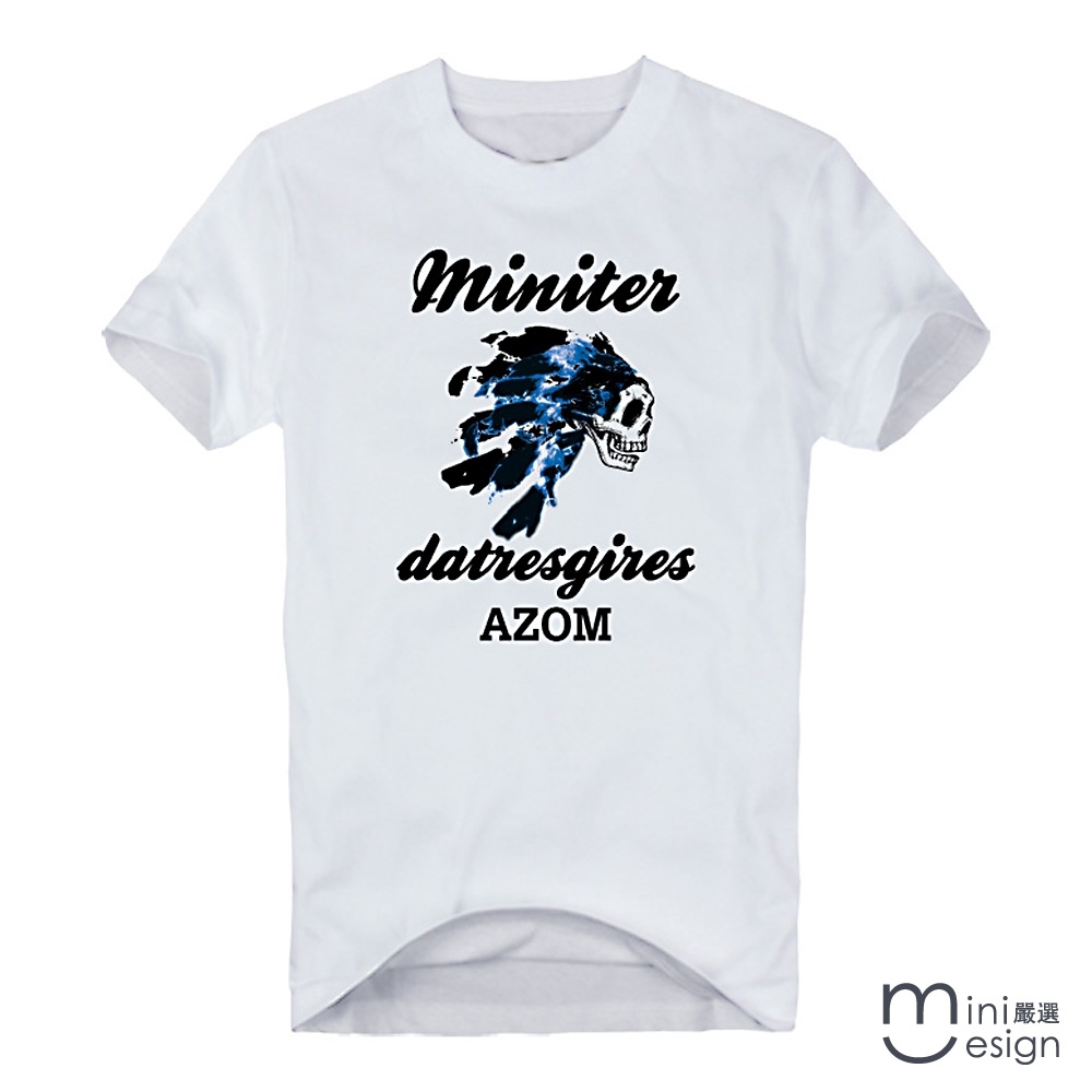 （男款）印地安側臉潮流短T 三色-Minidesign (白色)