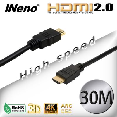 iNeno HDMI High Speed 超高畫質圓形傳輸線 2.0版-30M