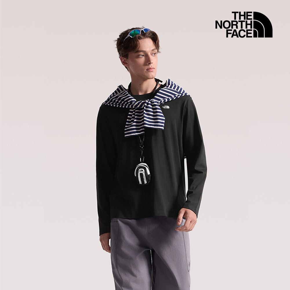 【The North Face 官方旗艦】北面男女款黑色寬鬆舒適長袖上衣｜8KQ3JK3