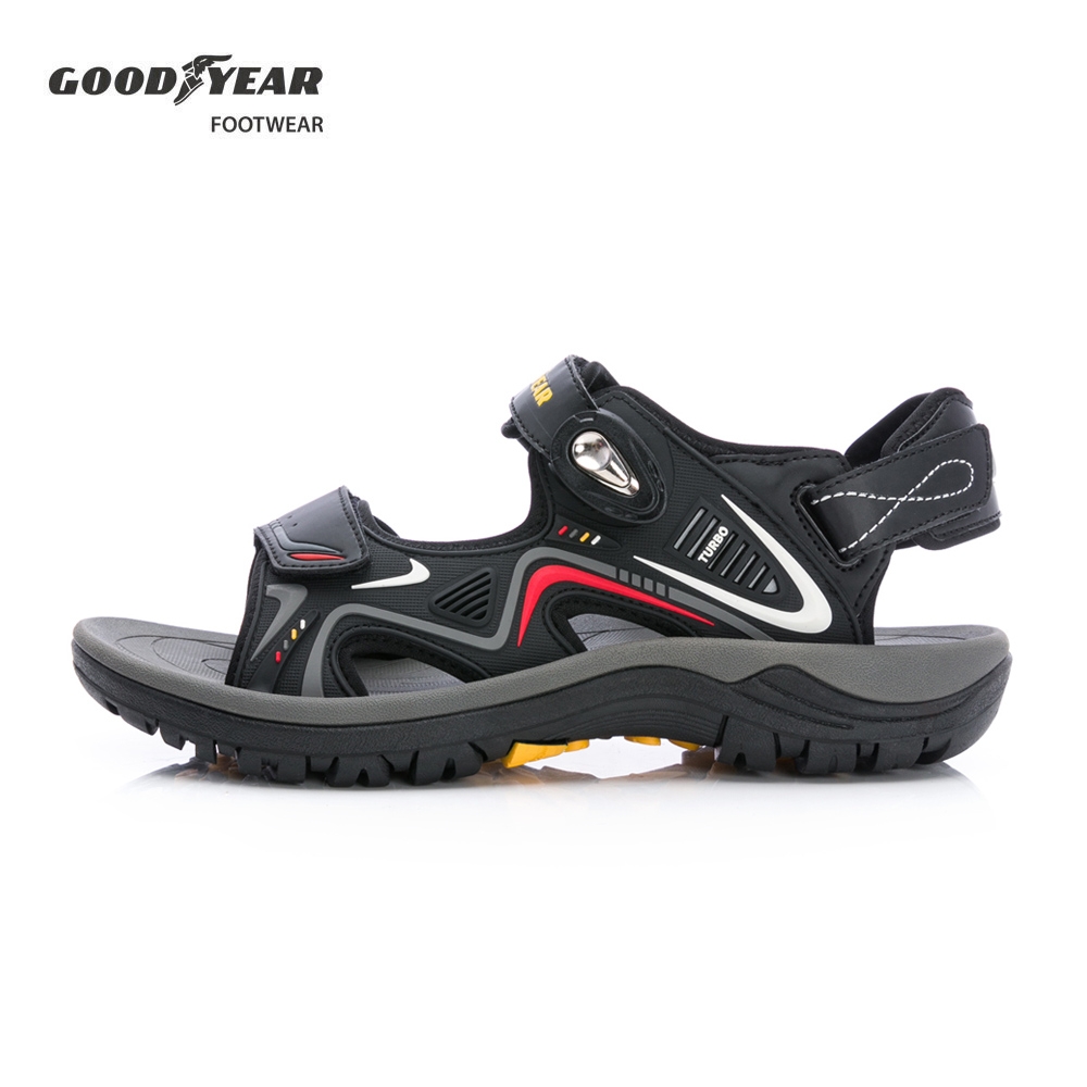 【GOODYEAR 固特異】光速-磁扣運動涼鞋/男鞋 可調絆帶 黑色(GAMS53750)