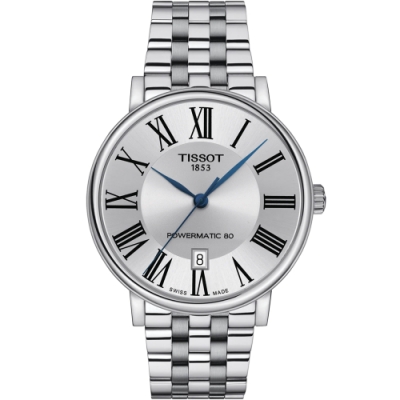 TISSOT 天梭 官方授權 CARSON 經典時尚80小時動力儲存機械錶 畢業禮物首選(T1224071103300 40mm