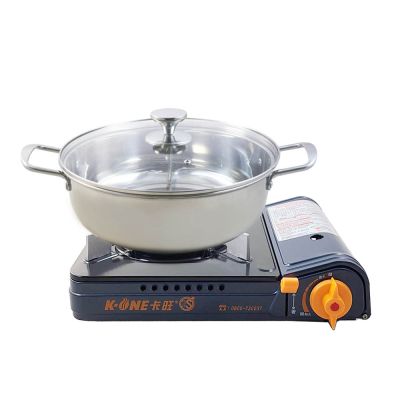 【ZHENG NIU 正牛】頂級316不鏽鋼鴛鴦火鍋32cm+卡旺雙安全卡式爐(K1-A005D)