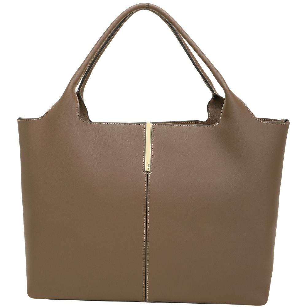 TODS BARRETTA 中小號 小金條小牛皮手提 肩背托特包(咖啡色)