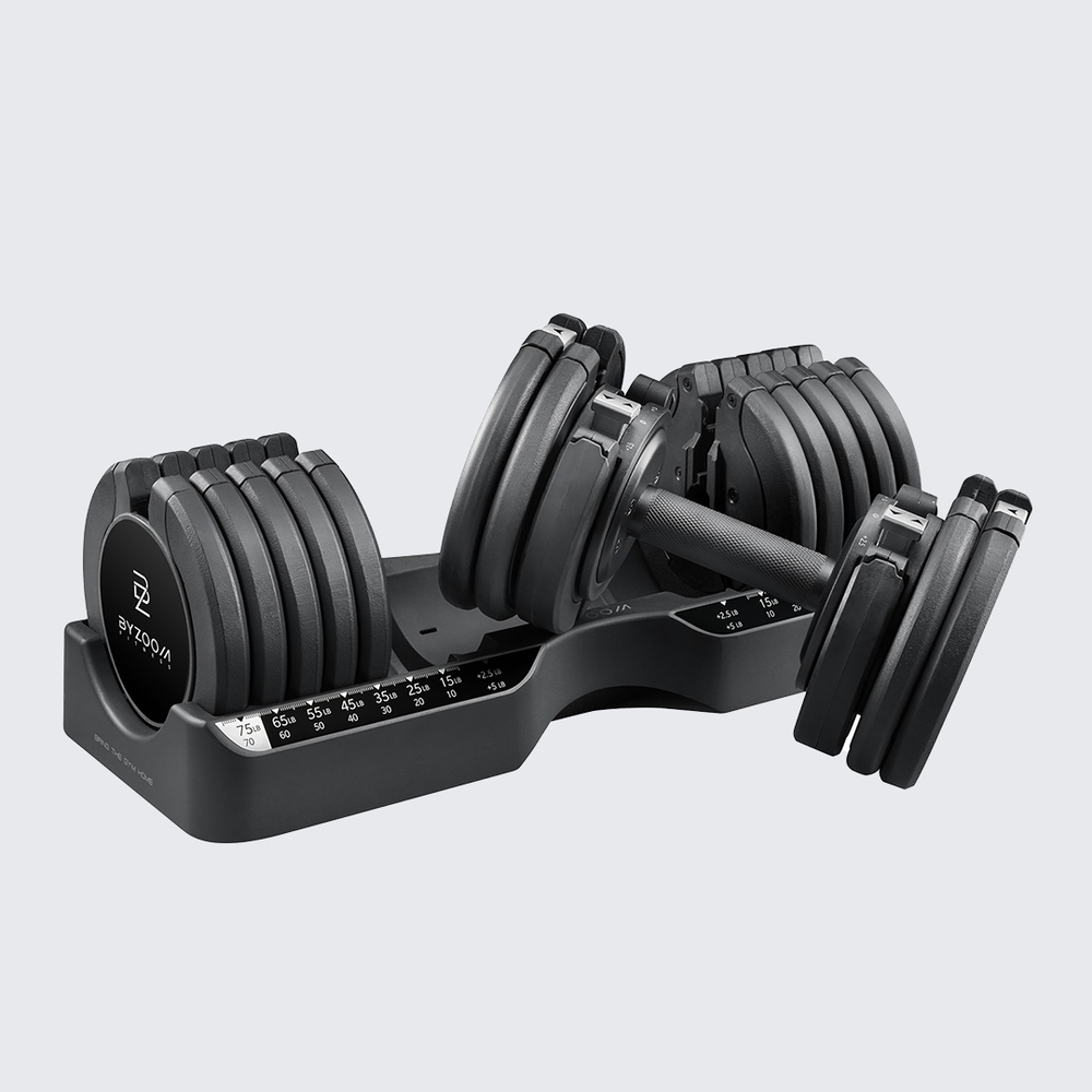 BYZOOM Fitness 可調式啞鈴 34公斤(75磅) 21段重量秒速調整組 圓形啞鈴