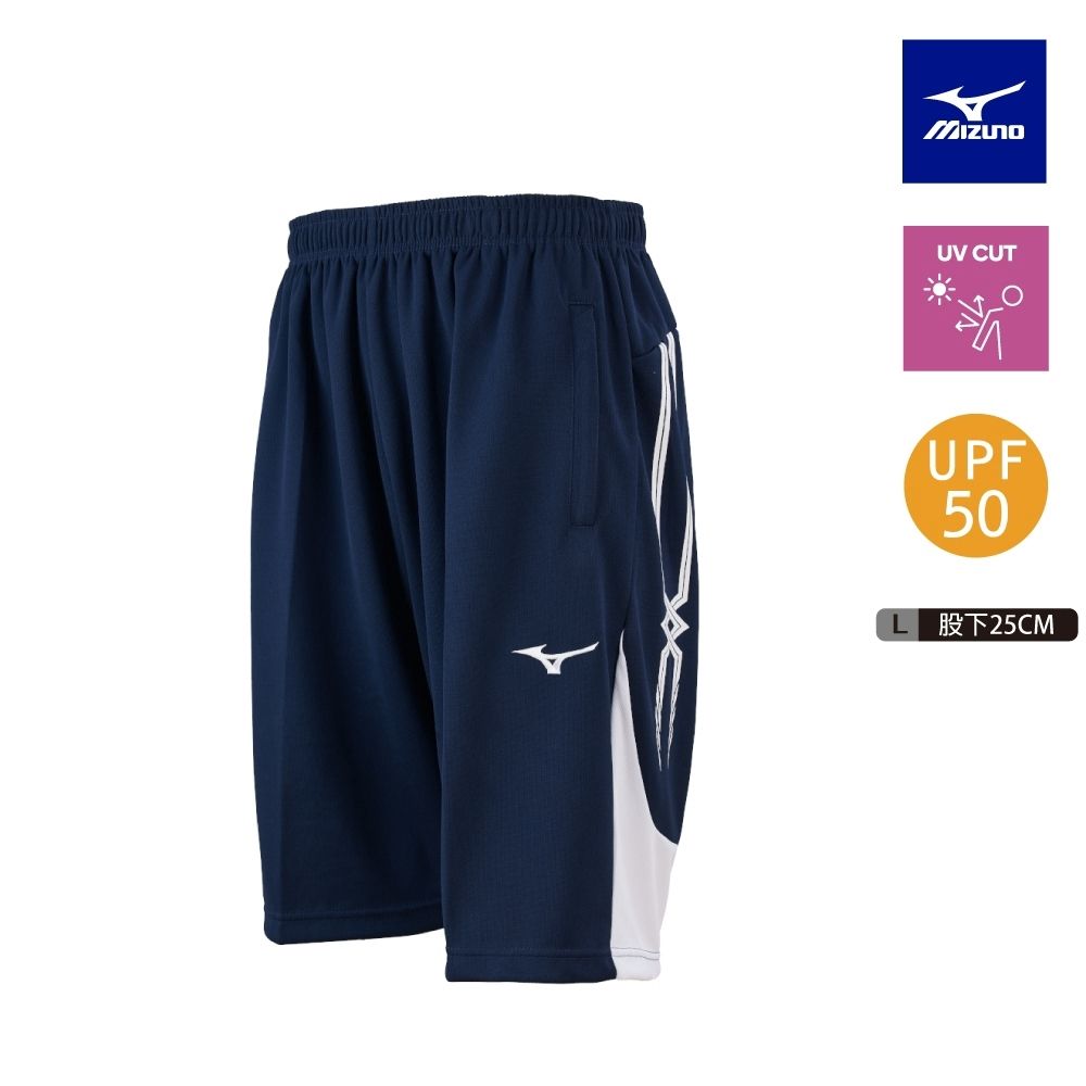 MIZUNO美津濃 防曬 運動練習褲_32TBD534xx (深丈青x白)