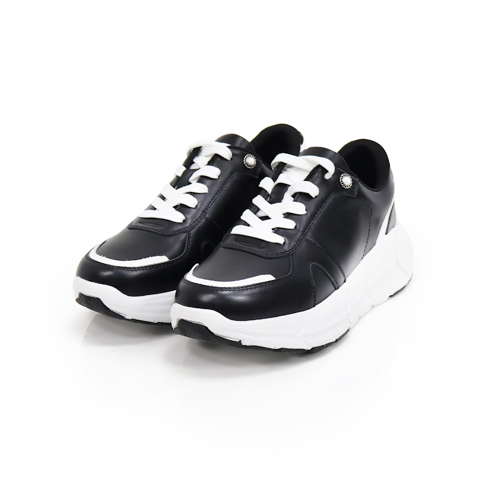 viina輕奢質感牛皮輕量厚底休閒雲朵鞋-黑 (viina)