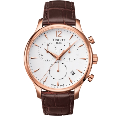 TISSOT 天梭 官方授權 Tradition系列永恆時尚計時腕錶 畢業禮物首選(T0636173603700)42mm