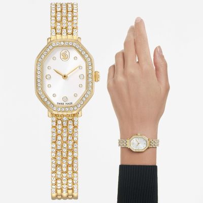 SWAROVSKI 施華洛世奇 Dextera Octagon 優雅水晶八角手錶 女錶 周年慶獻禮 送禮推薦-金/32x23mm 5749453