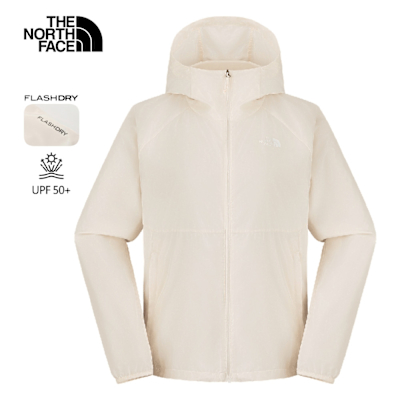【The North Face 官方旗艦】北面女款米白色UPF防曬防風外套|8EXDQLI 抗UV
