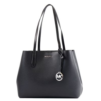 MICHAEL KORS Avalon 鵝卵石紋磁釦變型托特包-黑色/中