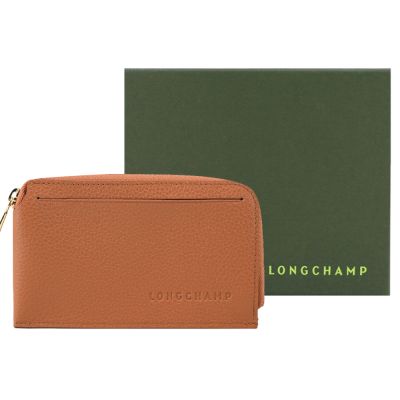 LONGCHAMP LE FOULONNÉ系列牛皮卡片零錢包(琥珀)