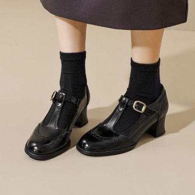 WYPEX 氣質T字高跟真皮瑪莉珍鞋 女鞋跟鞋皮鞋