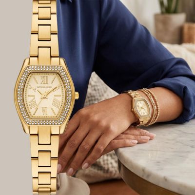 Michael Kors MK Chelsea 晶鑽酒桶型小錶徑女錶 周年慶獻禮 送禮推薦-金/25mm MK7618