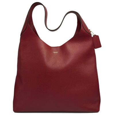 COACH BROOKLYN 素面牛皮34肩背托特包(福利品/酒紅)