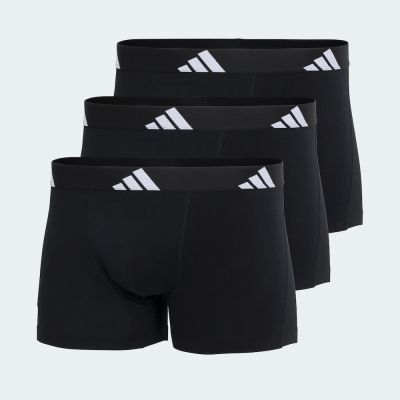 adidas M ACTIVE FLEX COTTON TRUNK 3 PAIRS男士 高彈柔棉舒適平口內褲三件組-灰／鋁灰／黑