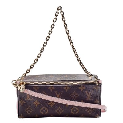 LOUIS VUITTON路易威登 LV M11303經典Bloom Pouch系列Monogram帆布牛皮立體金鍊手提/斜背包(棕色/粉色)