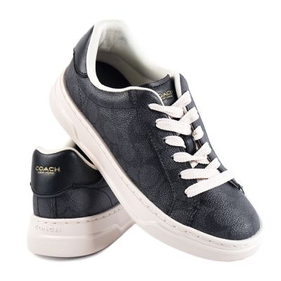 COACH 女款 HIGH LINE 塗層帆布休閒鞋-灰黑色-US5.5