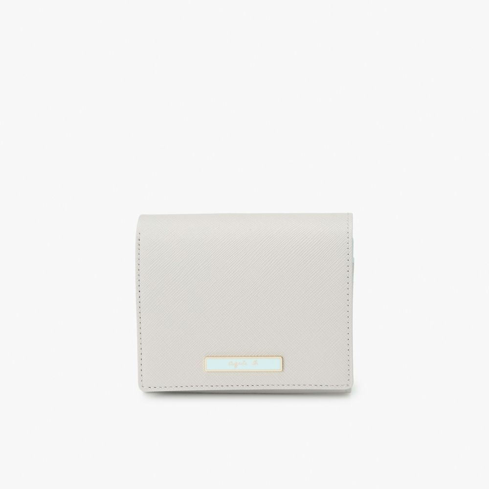 agnes b.Voyage 防刮鐵牌logo短夾 灰色